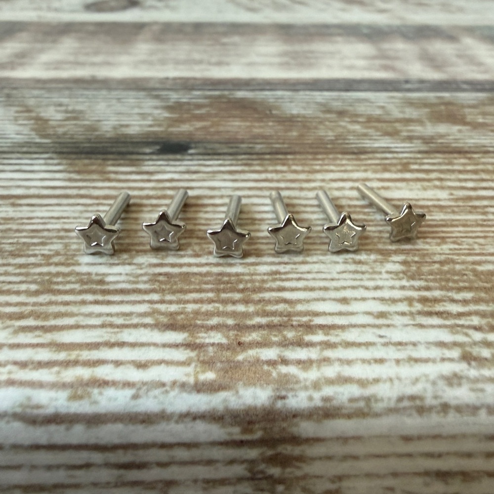 Lot American Girl Doll CLASSIC SILVER Earrings for Dolls 3 Pairs Star Studs Only